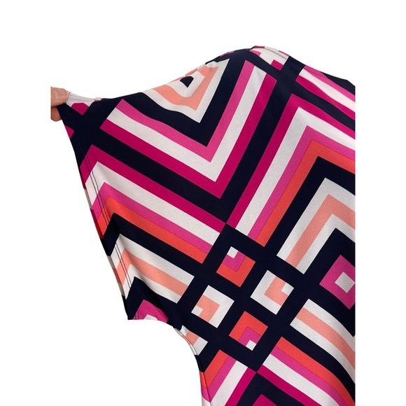 Size 2X 18 20 GEOMETRIC PRINTED DOLMAN SHIFT DRESS Day/Evening Party PLUS SIZE - Picture 2 of 4